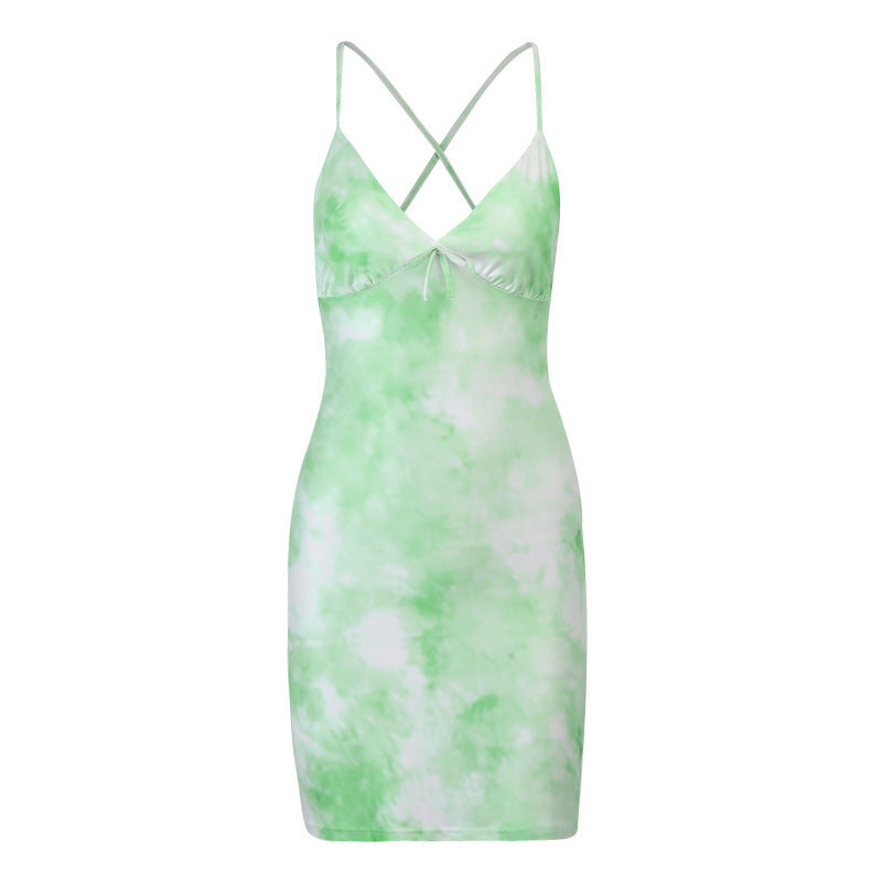 French waist cinched sleeveless slim fit dress for summer