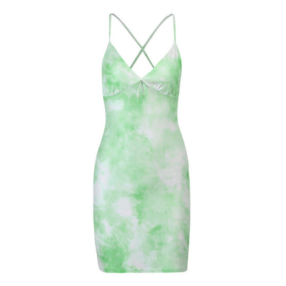 French waist cinched sleeveless slim fit dress for summer