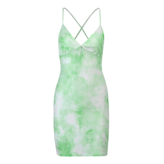 French waist cinched sleeveless slim fit dress for summer