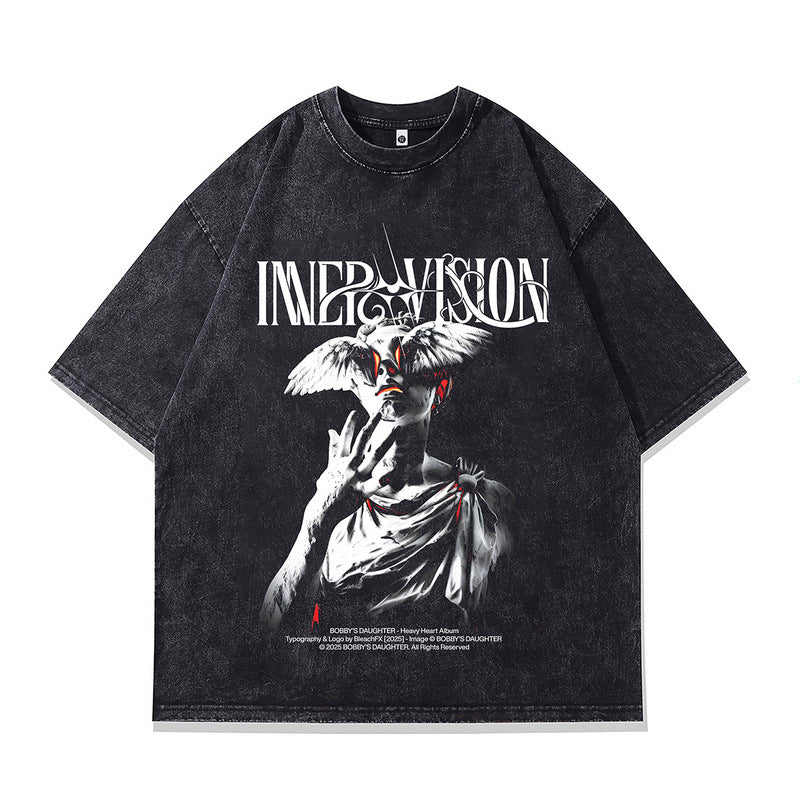Short-Sleeved T-Shirt Men'sPrinted Loose Pure Cotton Base Top