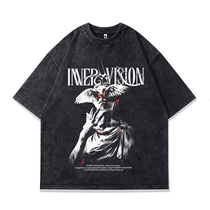 Short-Sleeved T-Shirt Men'sPrinted Loose Pure Cotton Base Top