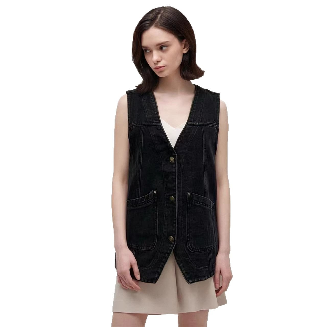 Chic Fashion Sleeveless Women's Denim Vest Versatile and Trendy