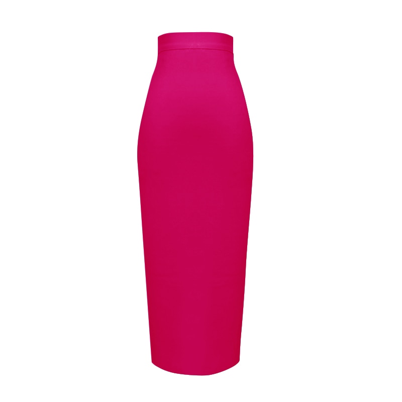 Sexy Bandage Midi Rok met Ritssluiting en Split