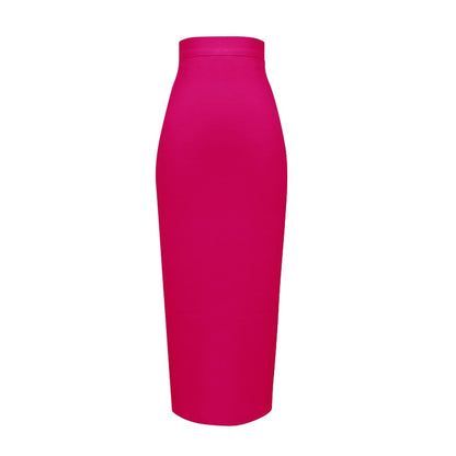 Sexy Bandage Midi Rok met Ritssluiting en Split