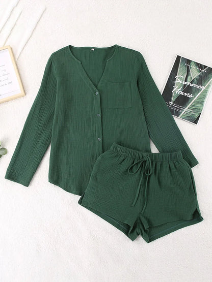 Ladies' summer pajamas made of pure cotton gauze