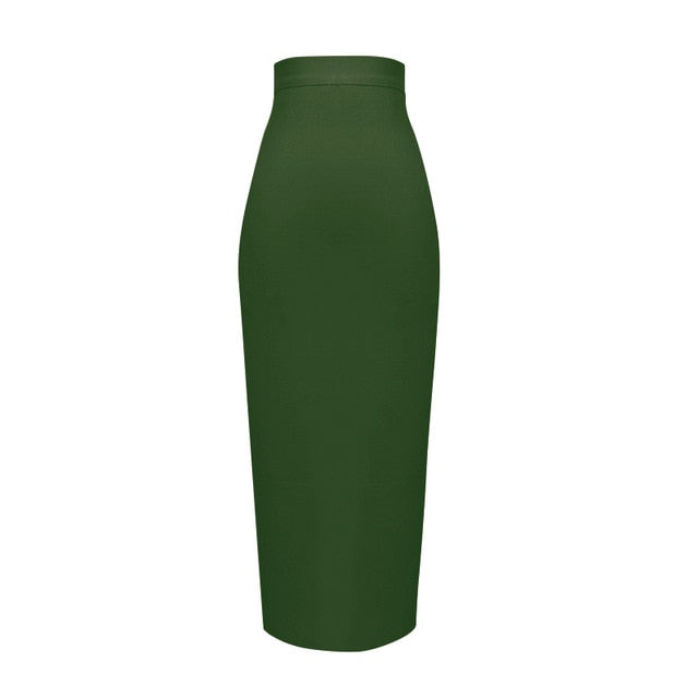 Sexy Bandage Midi Rok met Ritssluiting en Split
