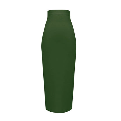 Sexy Bandage Midi Rok met Ritssluiting en Split