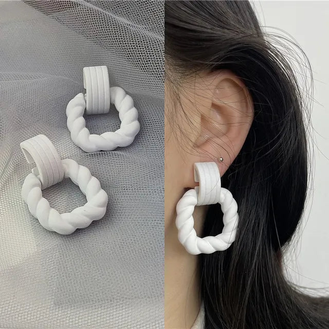 Boho Women's Acrylic Hoop Earrings New Fashion Geometric Twist Dangle Earrings  Trend Female Jewelry Gifts