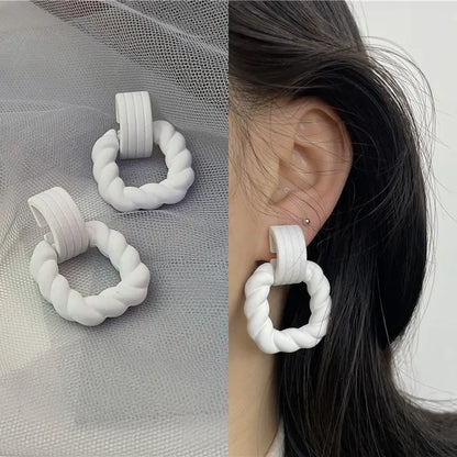 Boho Women's Acrylic Hoop Earrings New Fashion Geometric Twist Dangle Earrings  Trend Female Jewelry Gifts