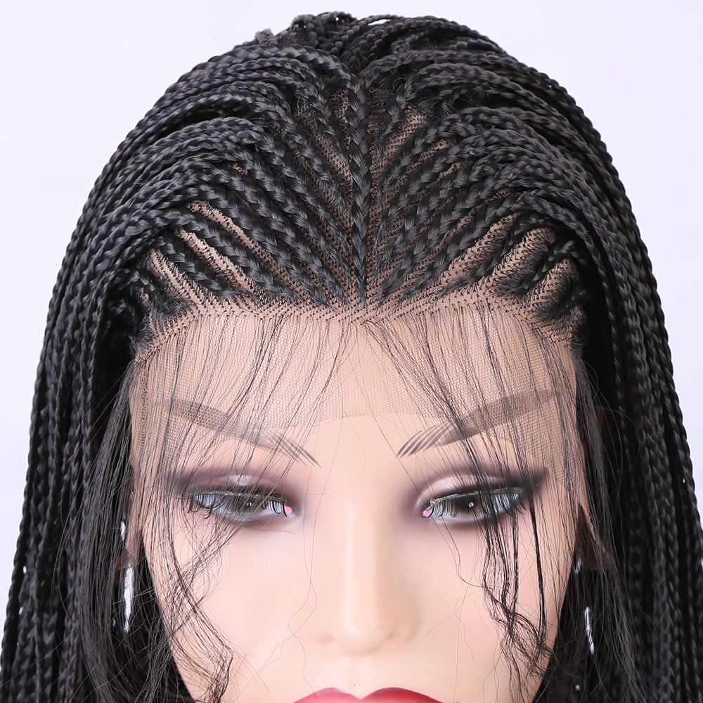 Lange synthetische pruik met gevlochten box braids