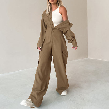 American workwear style loose casual jumpsuit