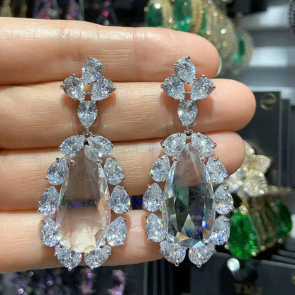 Bilincolor Cubic Zirconia Red Earring for Women Wedding