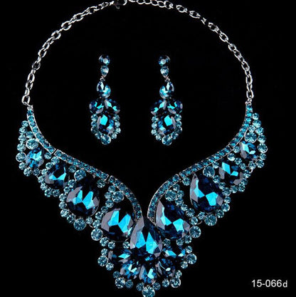 Exaggerated Necklace Alloy Full Diamond Necklace Earring Set Exquisite Zircon Stage Bride Wedding Dress Accessories