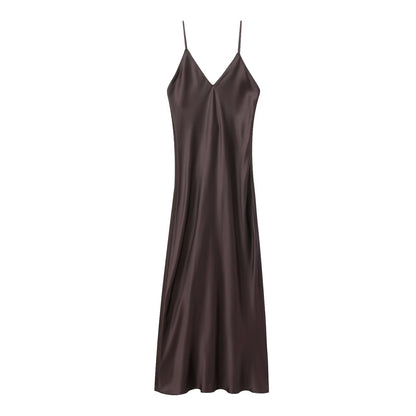 Fashion casual lingerie style silk texture suspender dress for women