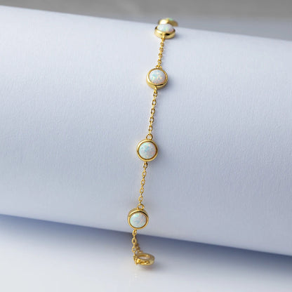 925 Sterling Silver Retro Seven Opal Bracelet Light Luxury Chain Fine Jewelry Wedding Party Gift