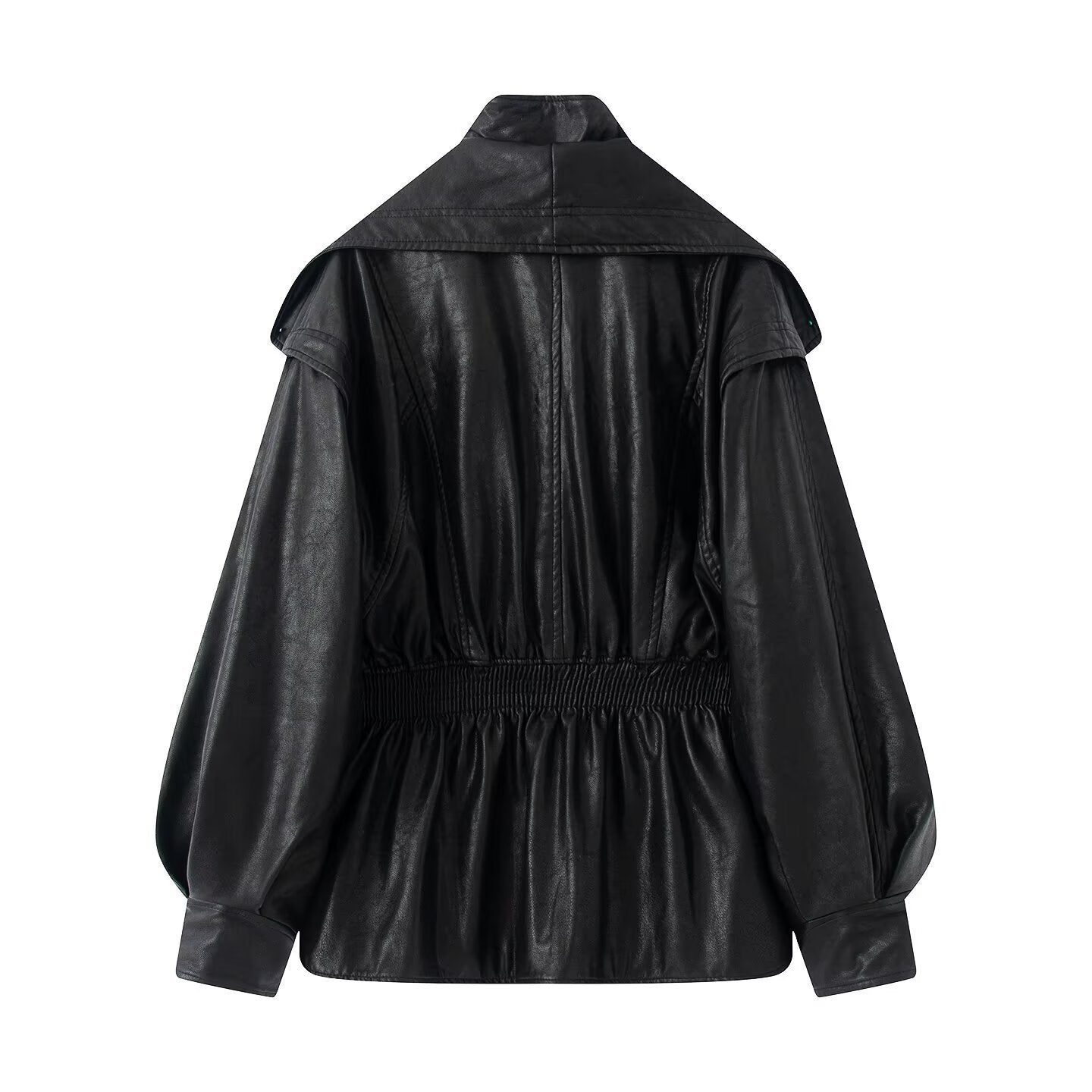 Fake leather jacket with two pieces of imitation leather