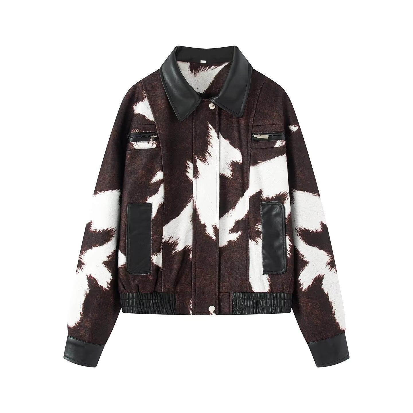 Imitation leather splicing jacket