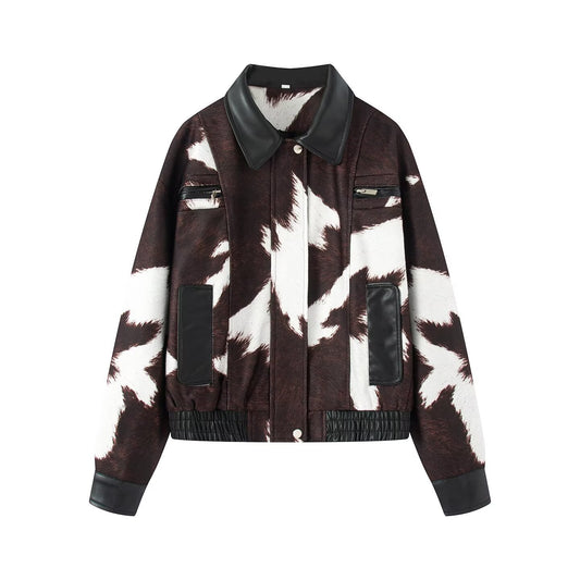 Imitation leather splicing jacket
