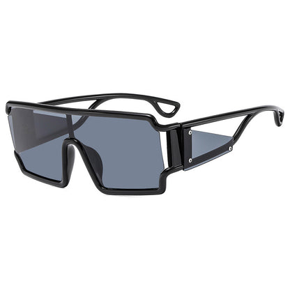 Square connected sunglasses with hollowed out avant-garde personality Instagram popular fashion street photography futuristic sunglasses