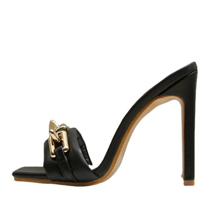 High Heeled Sandals Women Wear With Chain Fish Mouth Stiletto Heels European And American Sandals And Slippers