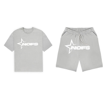Short Sleeve Top for Men and Women, Street Hip Hop Punk Letter Print T-Shirt and Shorts