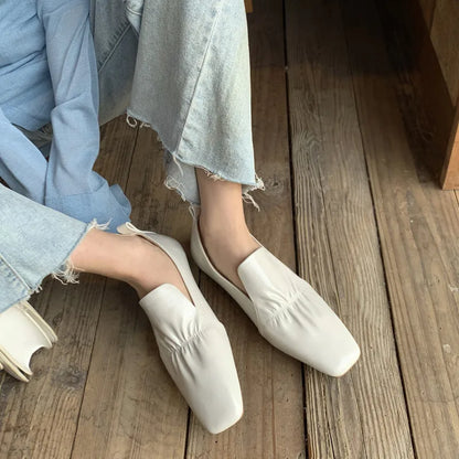 Loafers met vierkante neus van rundleer