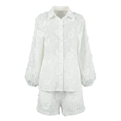 Embroidered shirt shorts set