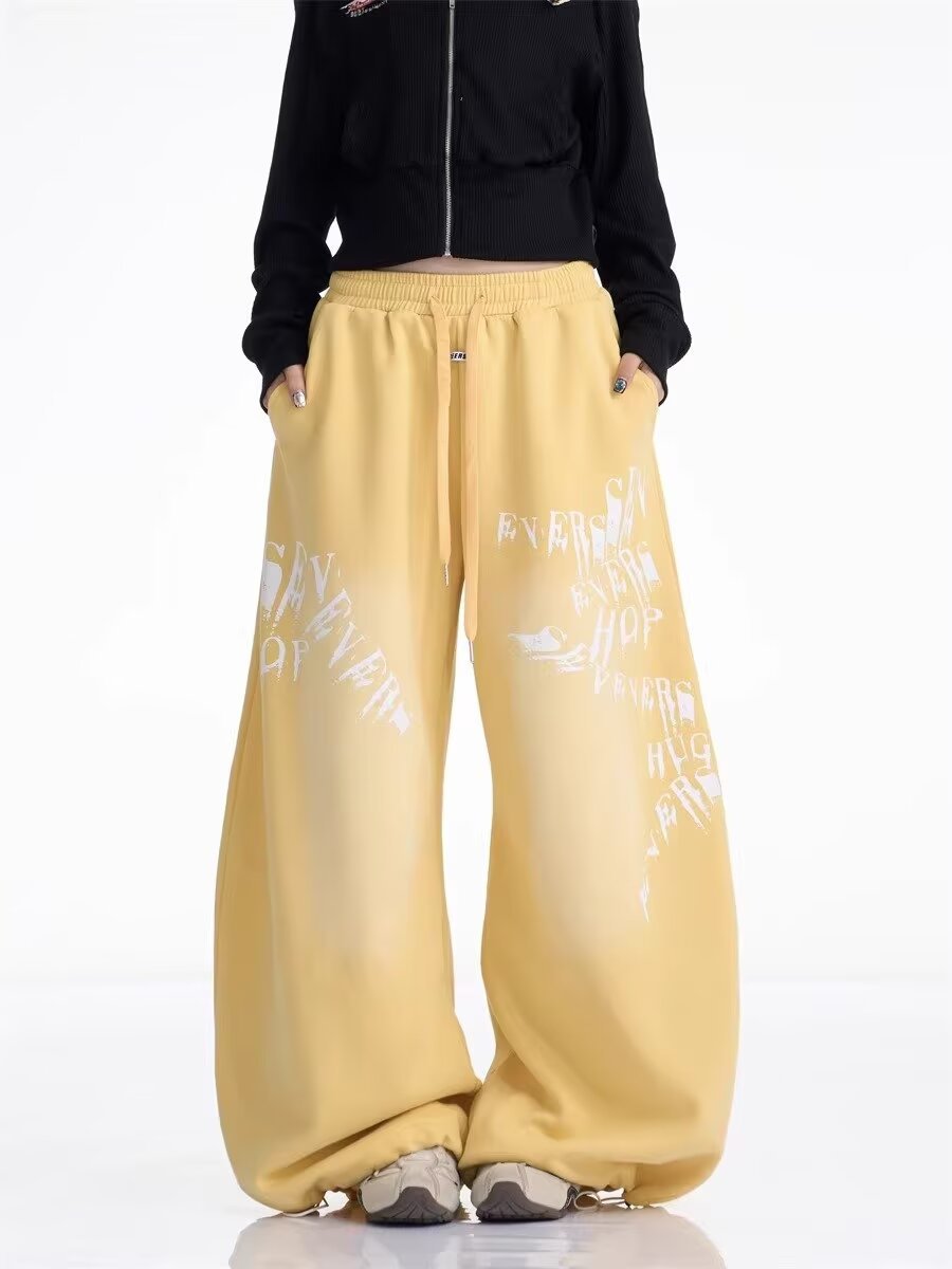 Yellow Track Pants Women's Jazz Dance Floor-Length Pants