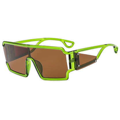 Square connected sunglasses with hollowed out avant-garde personality Instagram popular fashion street photography futuristic sunglasses