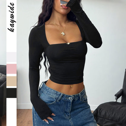 Solid Color Long Sleeve Base Shirt T-shirt Women's Summer
