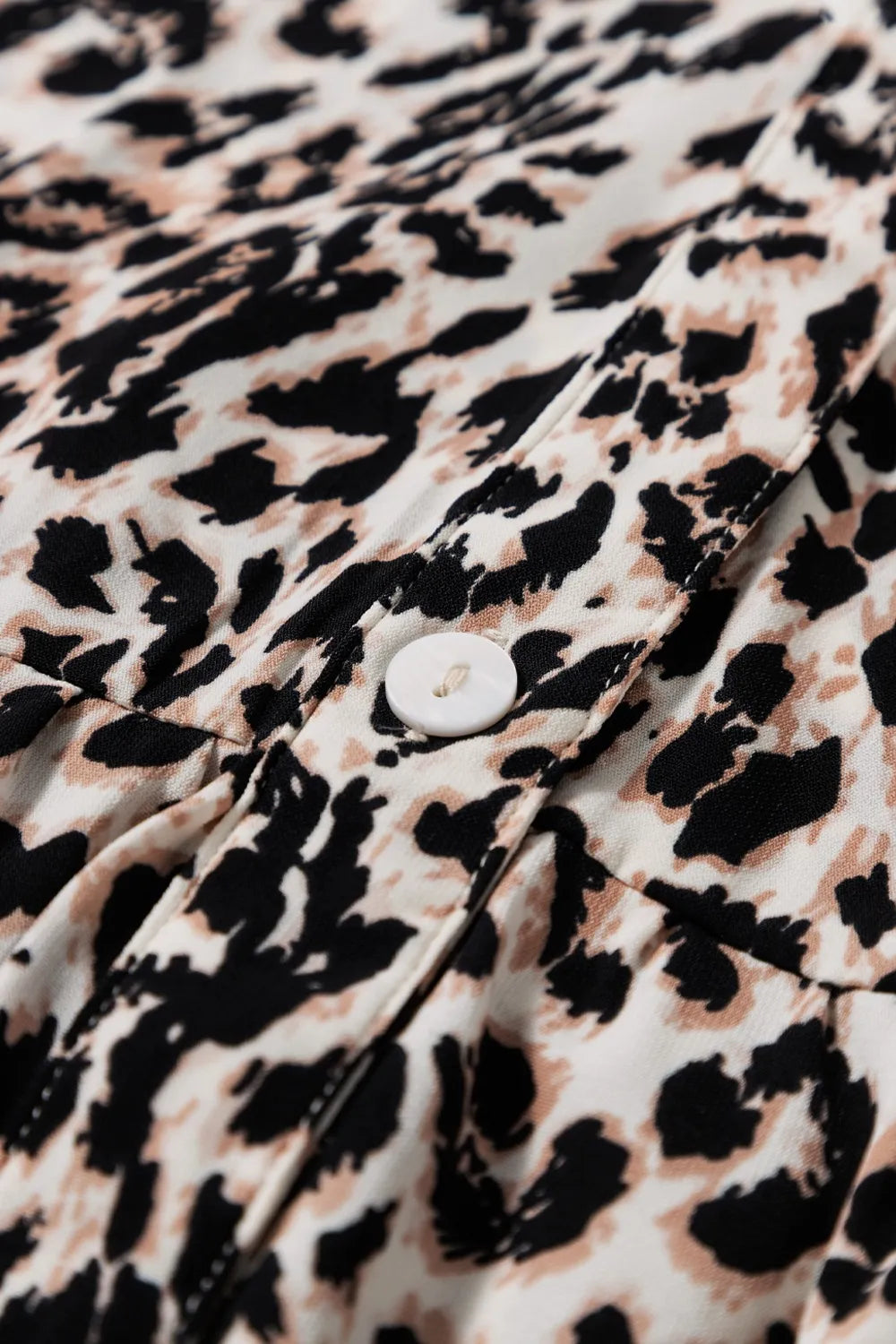 Maxi-jurk met lange mouwen en luipaardprint en inkepingen
