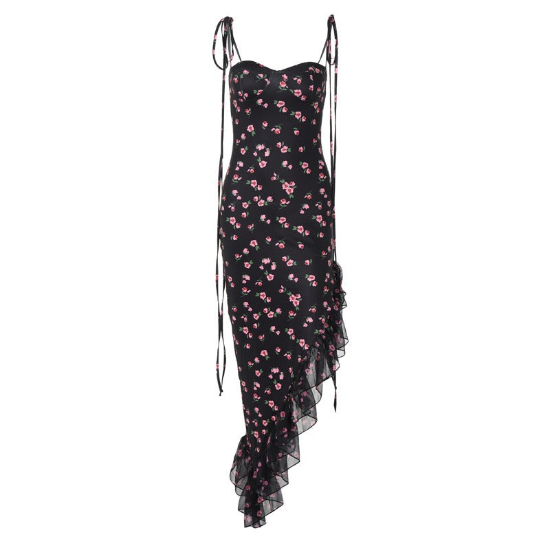 Fashionable Printed Sexy Mesh Lace Lace Dress