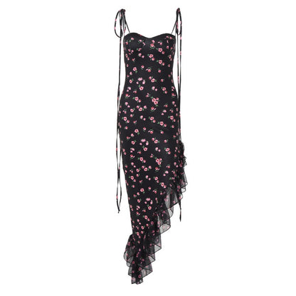 Fashionable Printed Sexy Mesh Lace Lace Dress