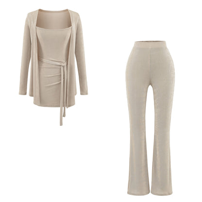 Camisole cardigan pants set for women