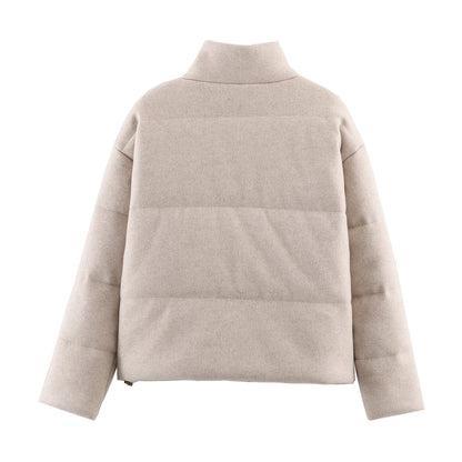 Dames casual losvallende jas met opstaande kraag