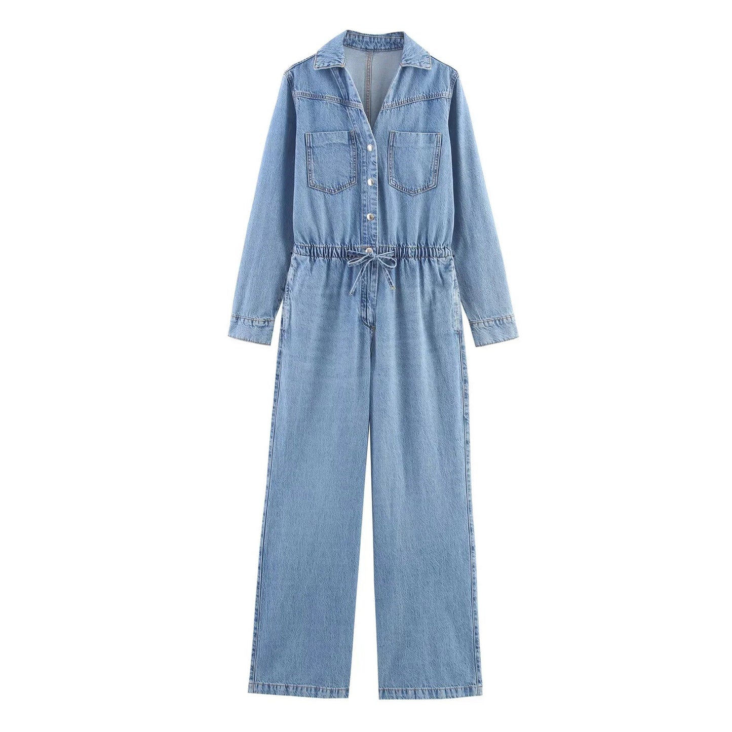 Adjustable Waist Denim Jumpsuit for Women