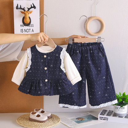Spring and Autumn Baby Girl's 3-piece Vest Set