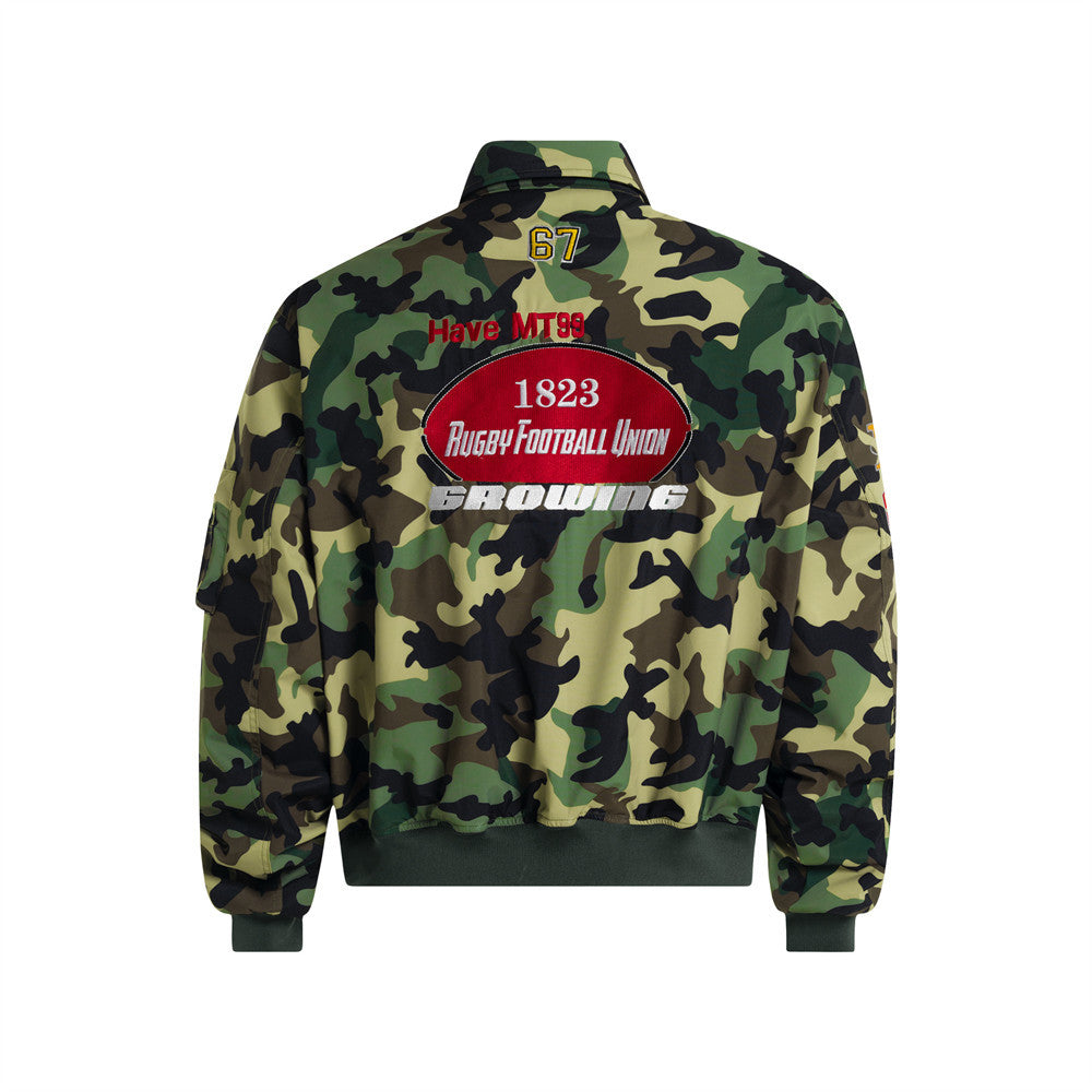 Camouflage korte katoenen jack met print