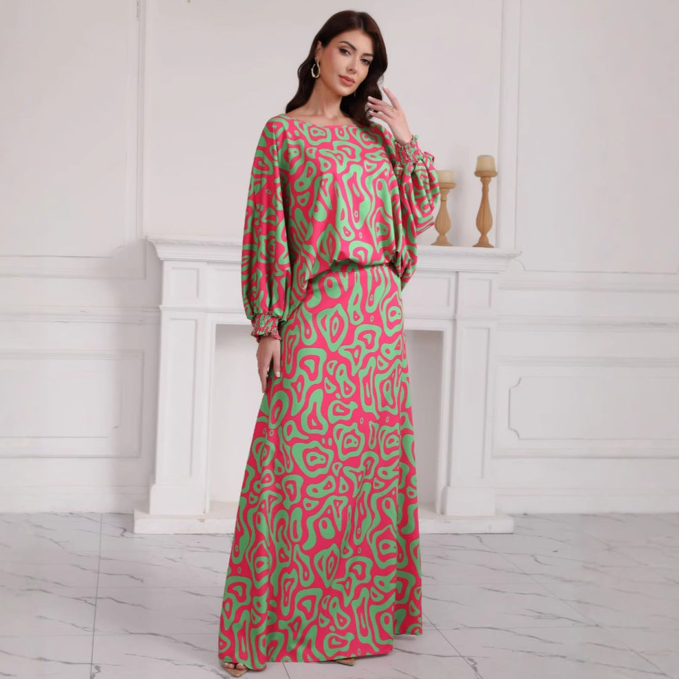 Women's Plus Size Printed Dress  Set