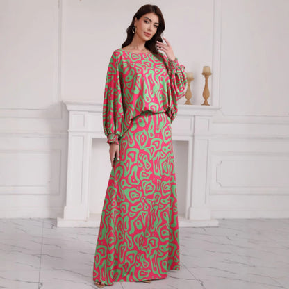 Women's Plus Size Printed Dress  Set