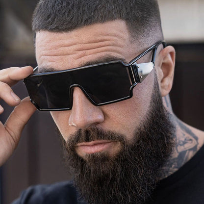 Square connected sunglasses with hollowed out avant-garde personality Instagram popular fashion street photography futuristic sunglasses