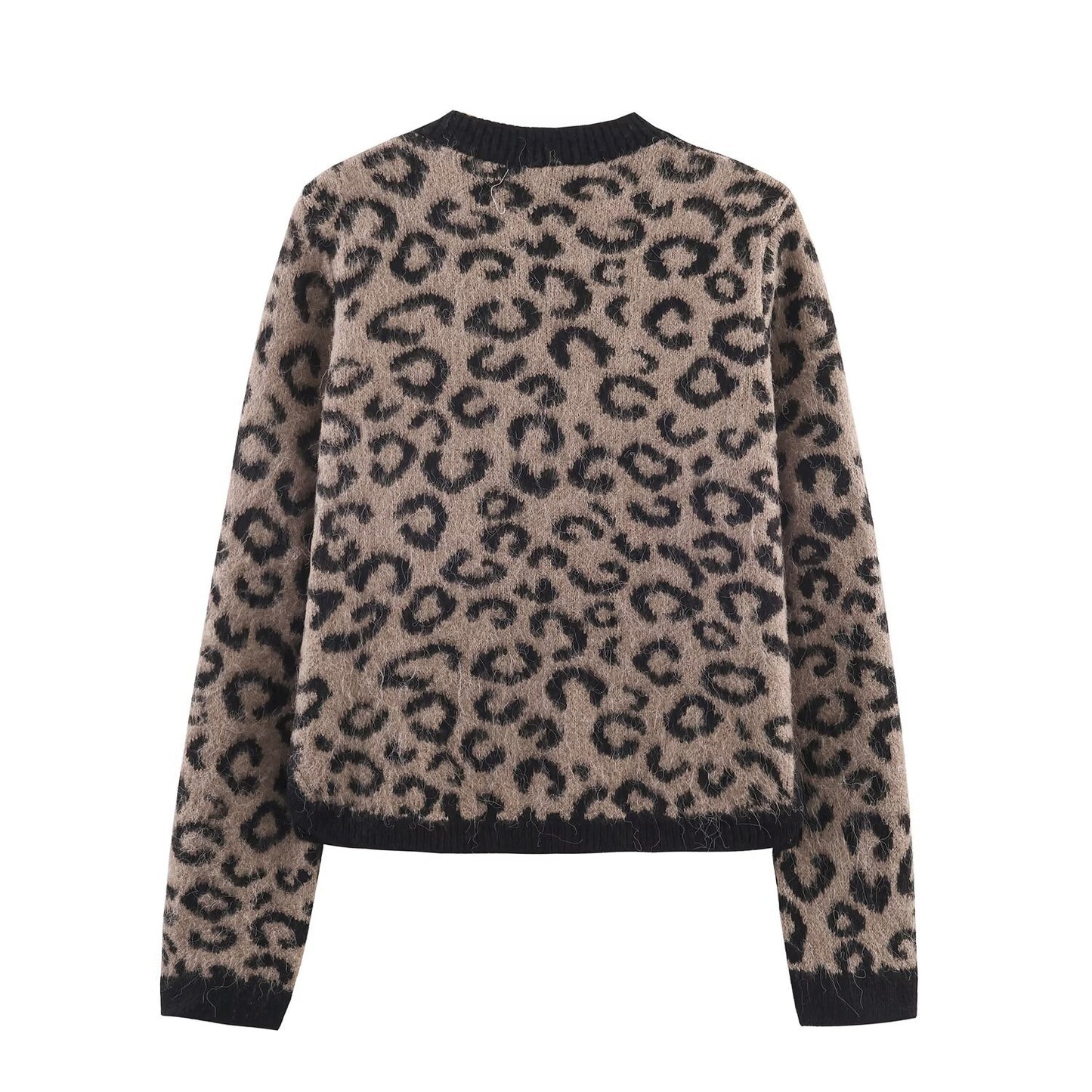 Gebreide jacquard open vest met dierenprint
