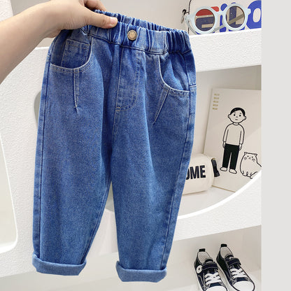 Kids Denim Pants Mid to Large Size Casual Long Pants Trendy