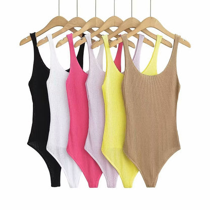 Double round neck hollow jumpsuit