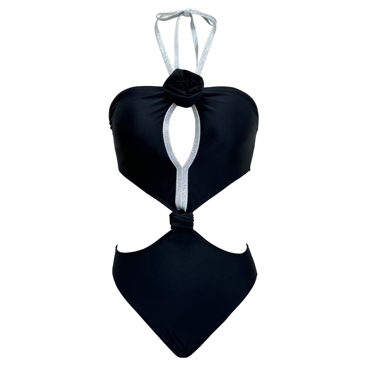 Pure Black One-piece Bikini Swimsuit Feminine Hollow One-piece