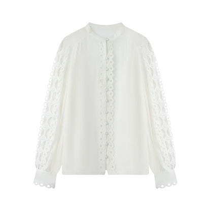 Lace trimmed shirt top