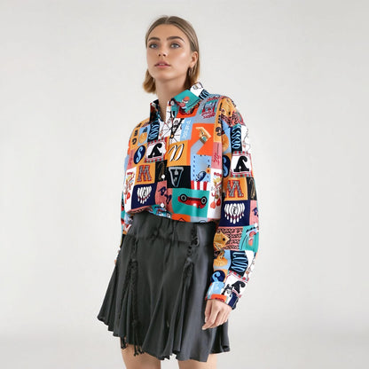 Flower shirt for women, retro Hong Kong style, new style for outerwear, plus size, fat mm, loose Korean version, versatile long