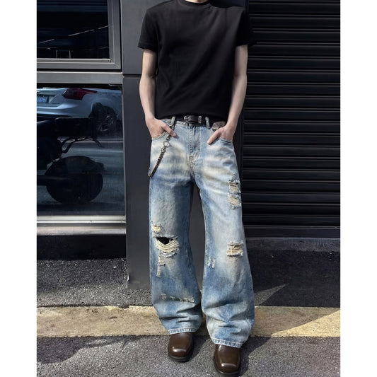 Gescheurde denim broek lichtgewicht coole streetstyle voor heren