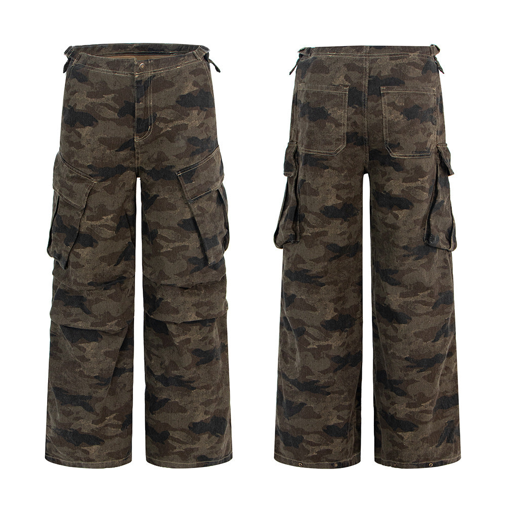 Geplooide camouflage cargo broek voor dames