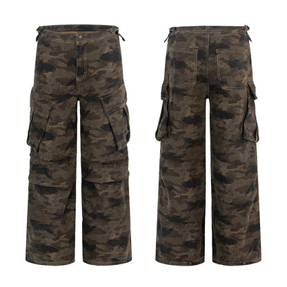 Geplooide camouflage cargo broek voor dames
